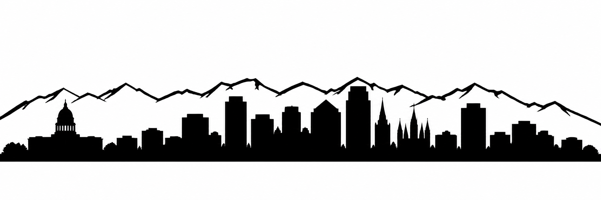 Silhouette of the downtown Salt Lake City skyline against the Wasatch Range